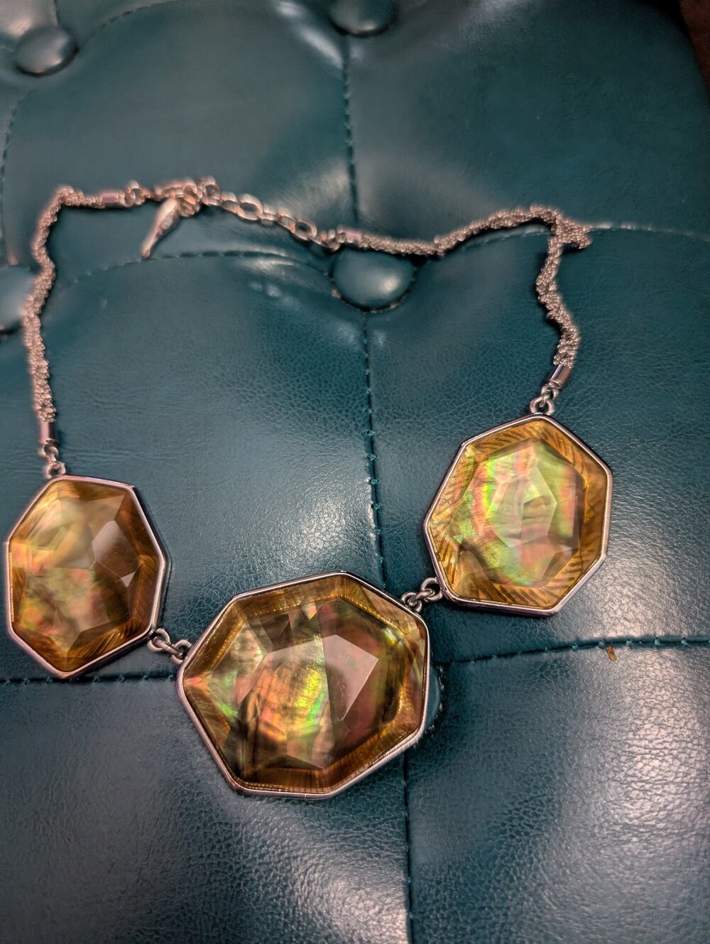 Chloe + Isabel Iridescent Faceted Pendant Necklace in Gold Tones